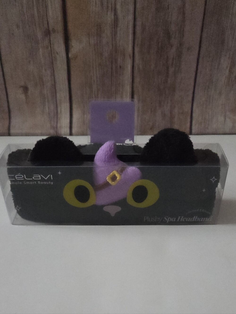 Celavi Plushy Spa Headband Halloween Black with Purple Accent NIP